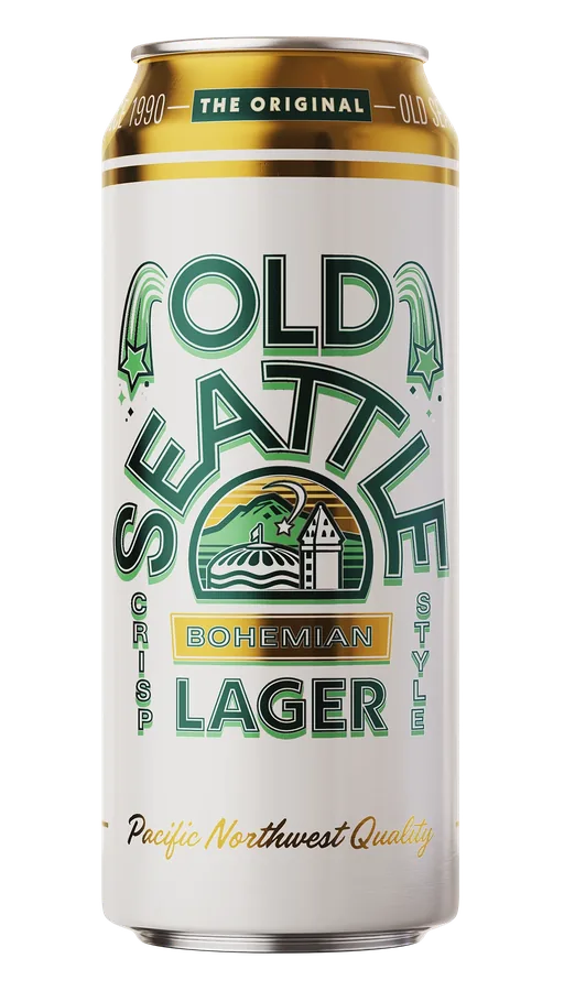A 16 oz can of Old Seattle Lager, the Bohemian-style lager